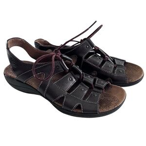 Taos Women’s Leather Lace Sandal Dark Brown size 9